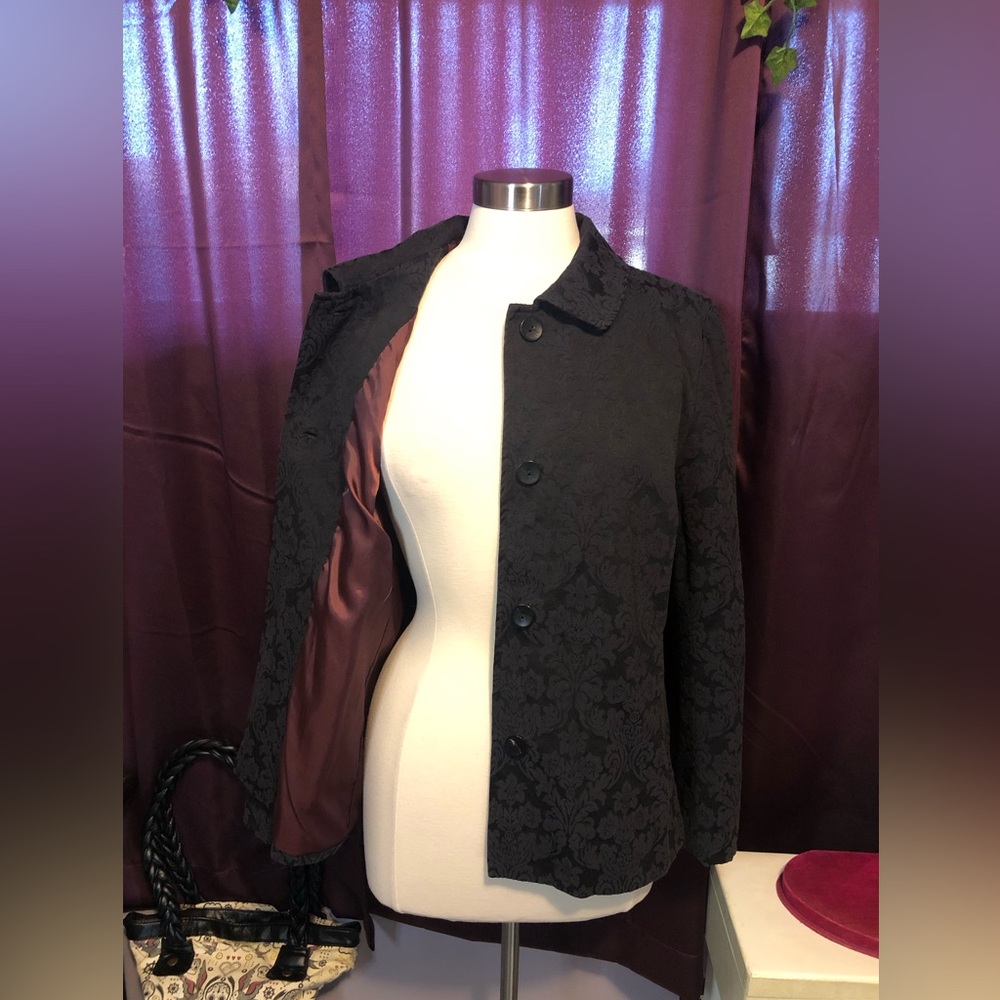 J. Jill Swing Blazer Jacket Cropped Jacquard Black - Picture 5 of 8
